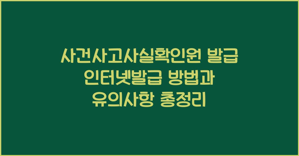 사건사고사실확인원 발급 인터넷발급