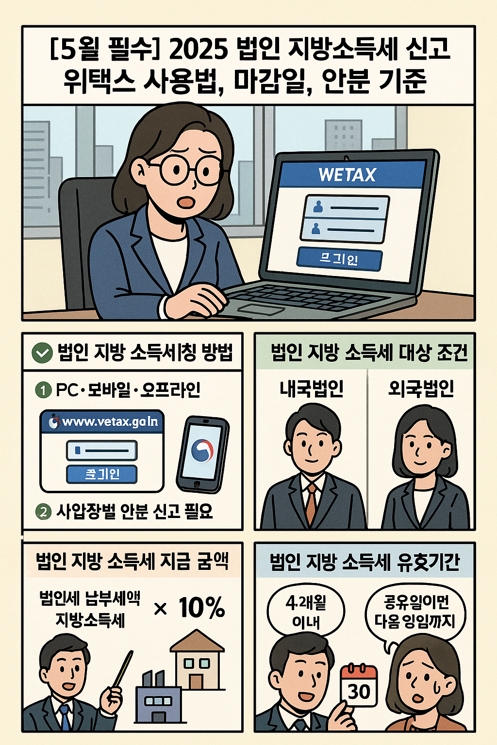 [5월 필수] 2025 법인 지방소득세 신고｜위택스 사용법&amp;#44; 마감일&amp;#44; 안분 기준