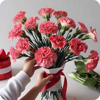 카네이션 꽃다발 만들기 아이와 함께 만들어