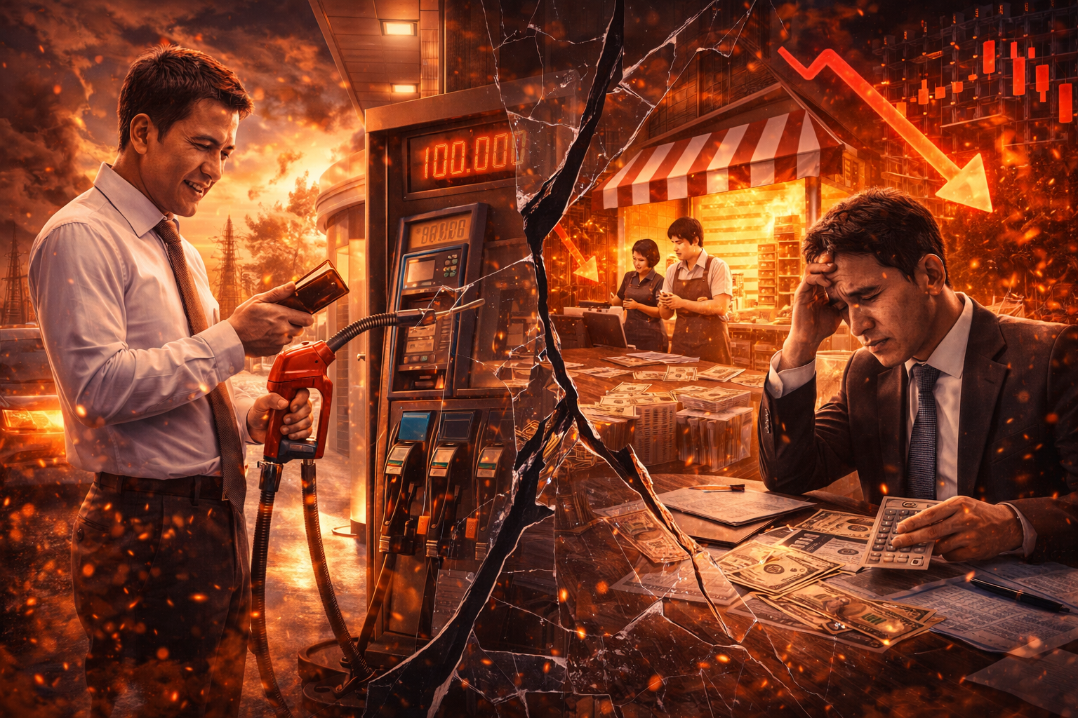 기름 넣는 남자와 경제적 갈등에 대한 이미지