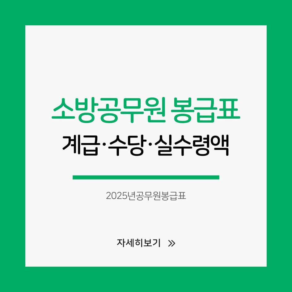 2025 소방공무원 급여표