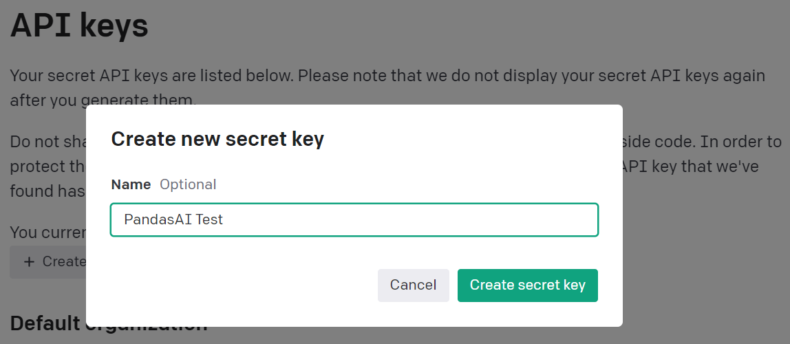 Create new secret key