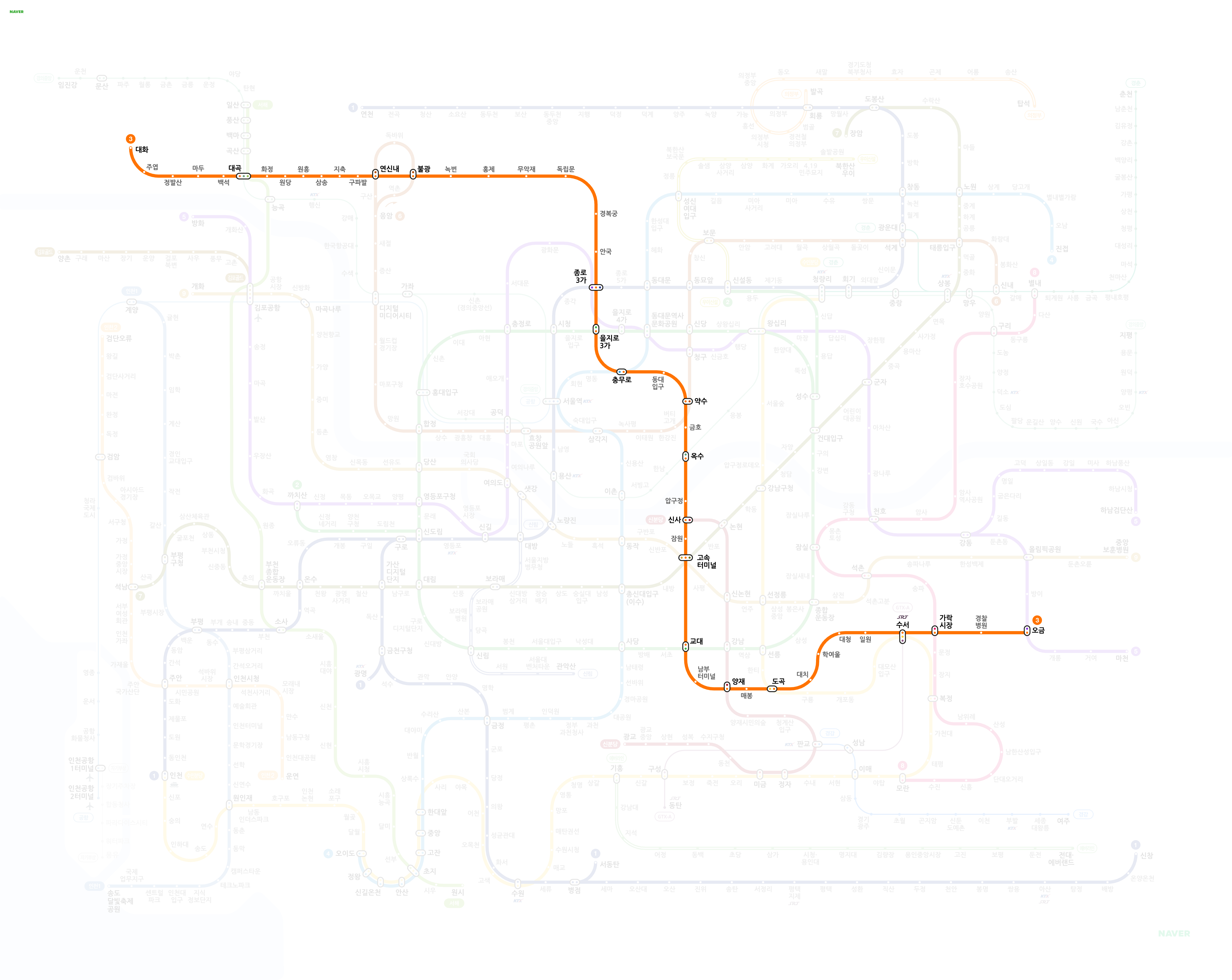 서울 지하철 3호선 노선도 크게보기