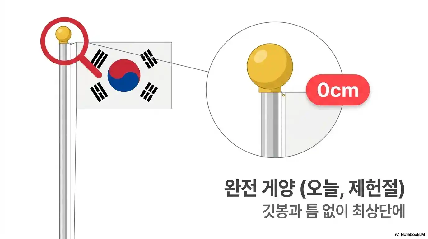 제헌절 태극기 완전 게양 시 깃봉과 국기 위치 안내