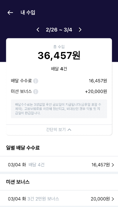 쿠팡이츠 배달 수익 인증