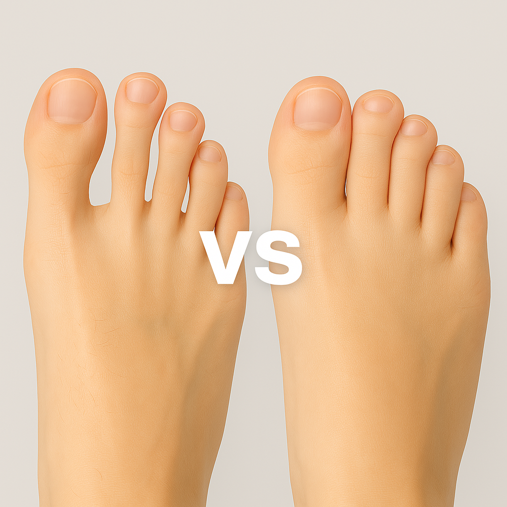 발가락 사이가 넓은 발과 발가락 사이가 좁은 발 사진