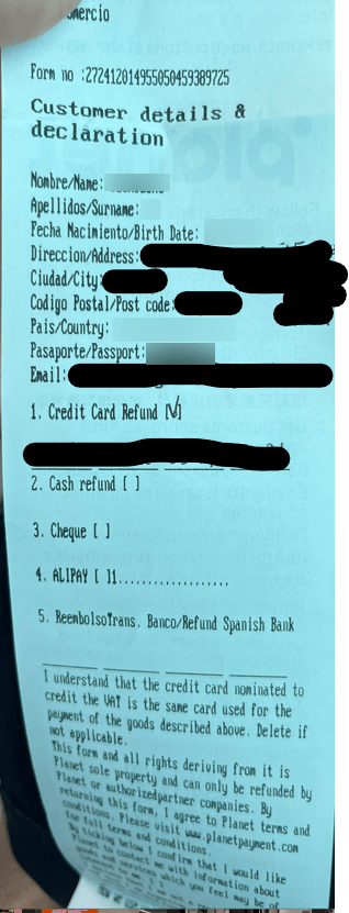 바르셀로나 세금환급