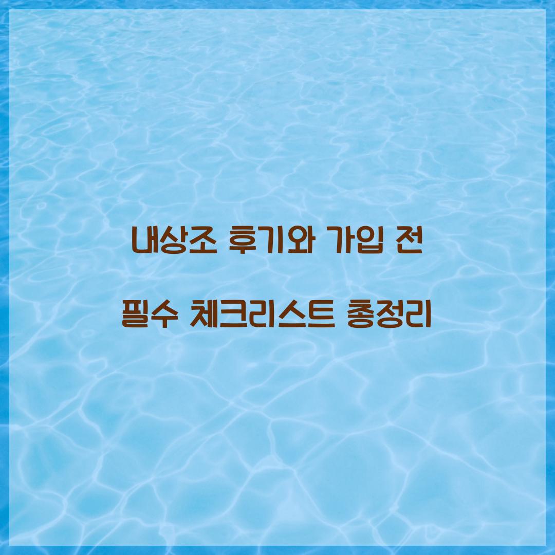 내상조 후기