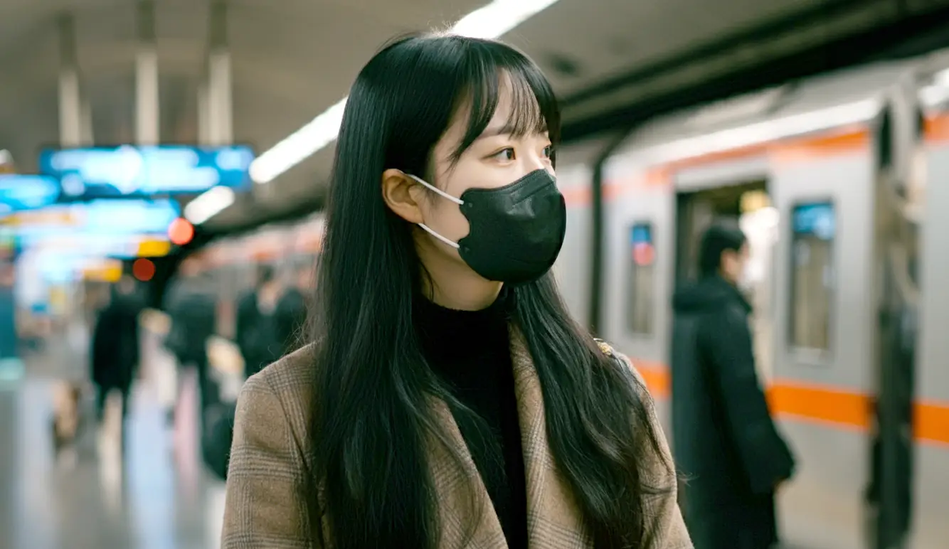 지하철을 기다리는 여성