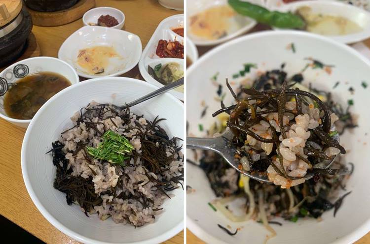 부추 간장소스와 비벼진 솥밥