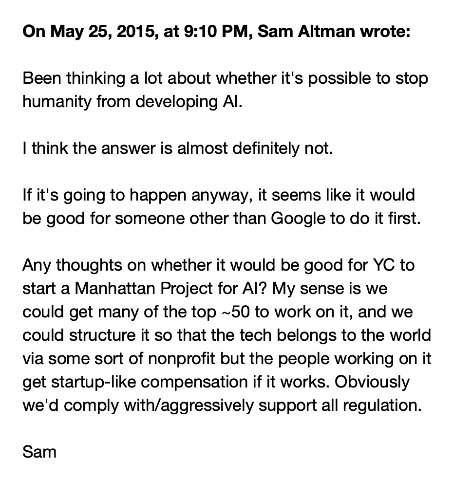 OpenAI 창립자들의 이메일