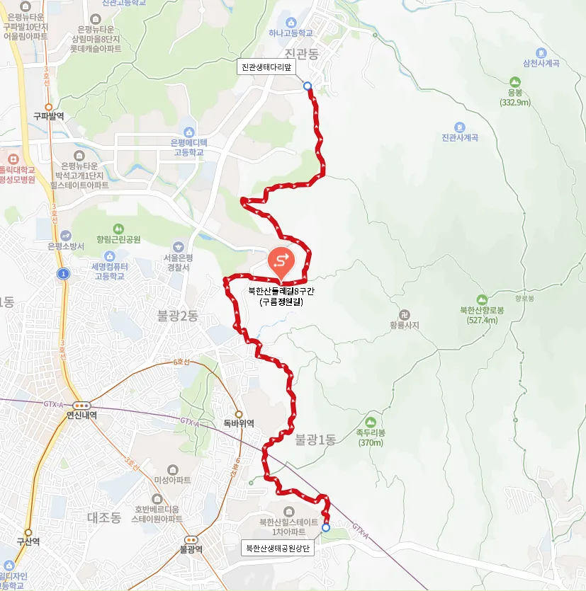 북한산-둘레길-구름정원길-지도