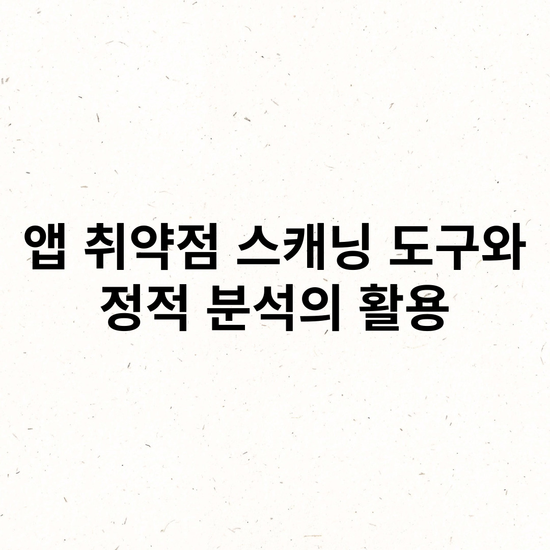 앱 취약점 스캐닝 도구와 정적 분석의 활용