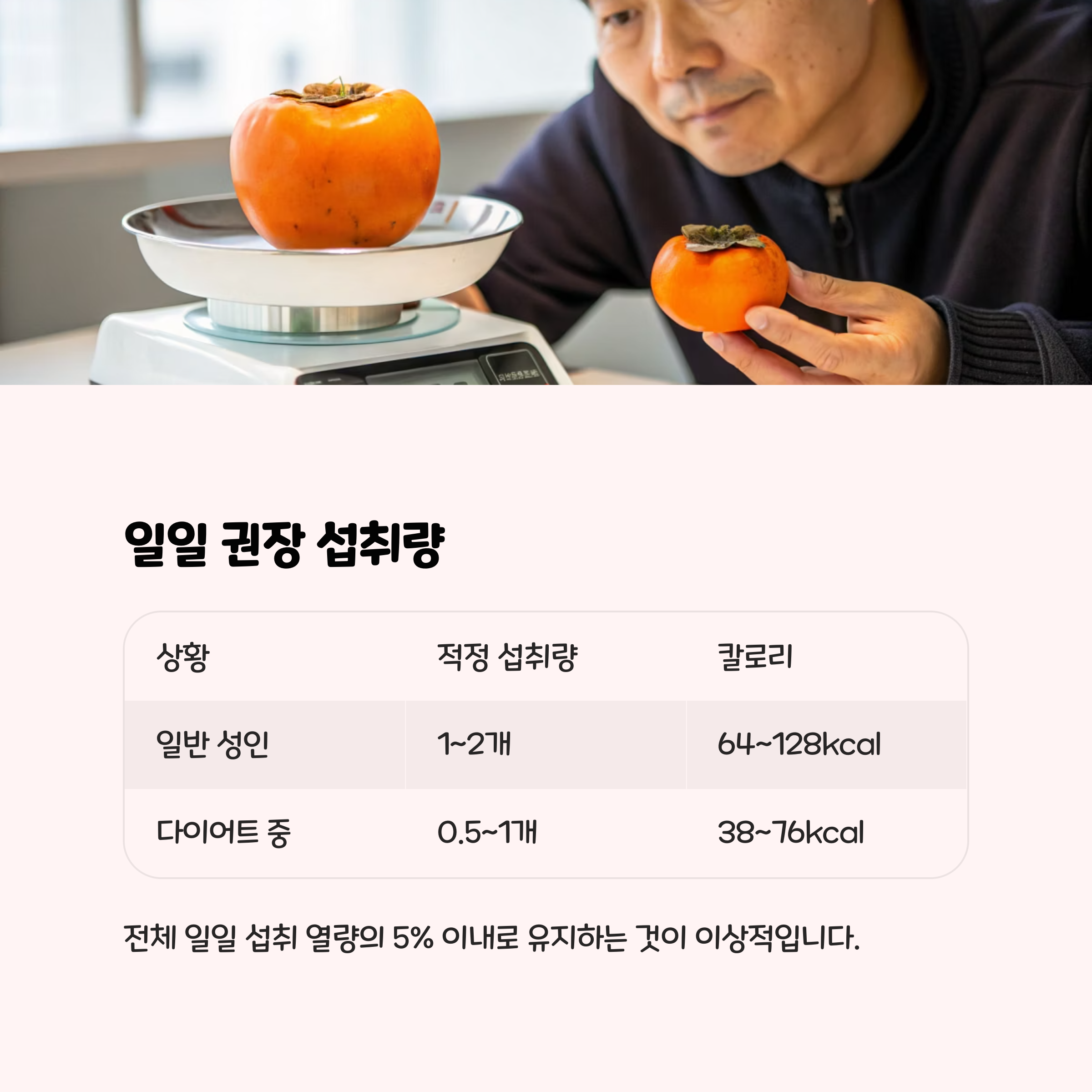 꽃감 일일 권장 섭취량과 타이밍