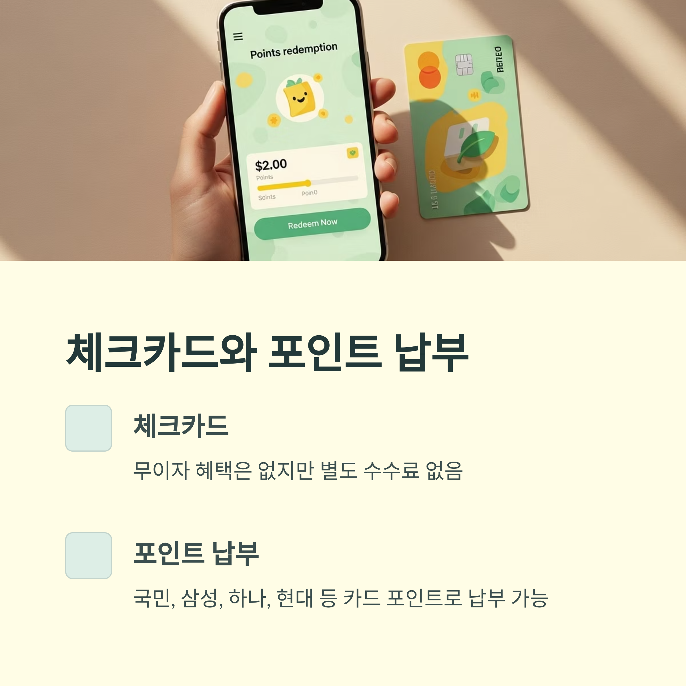 체크카드와 포인트 납부