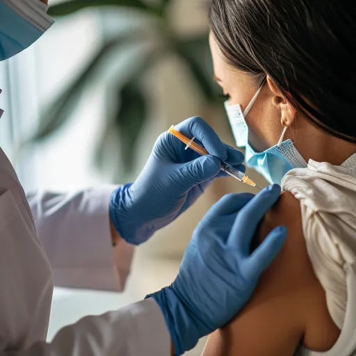 예방주사를 맞는 사진