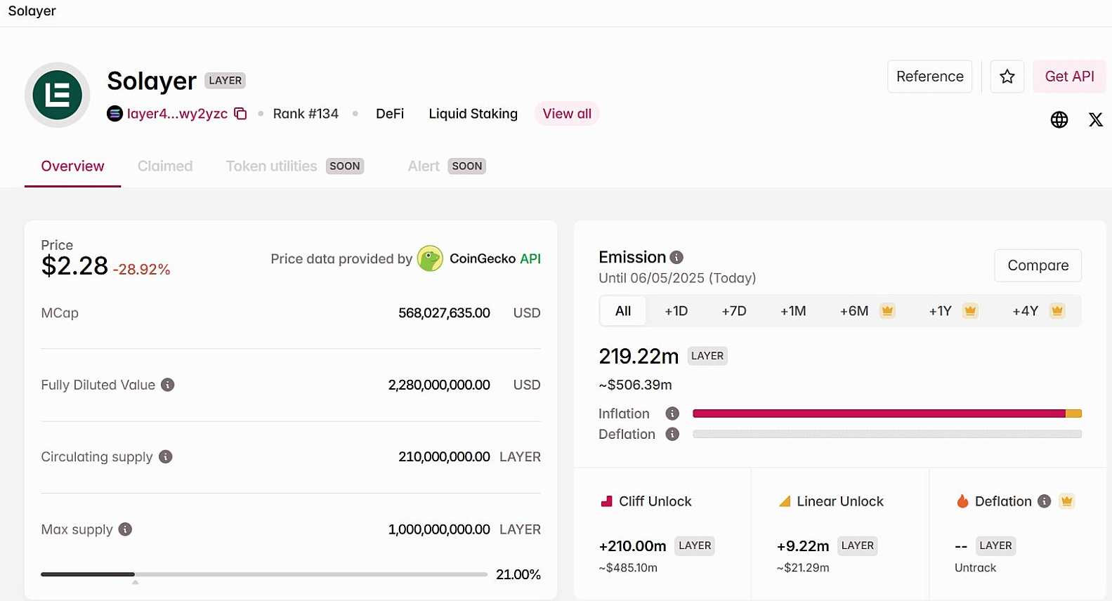 솔레이어 코인 정보