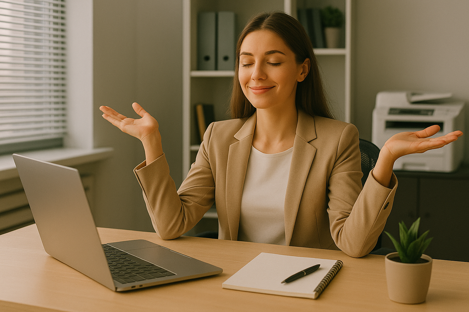 편안한 사무실에서의 미소