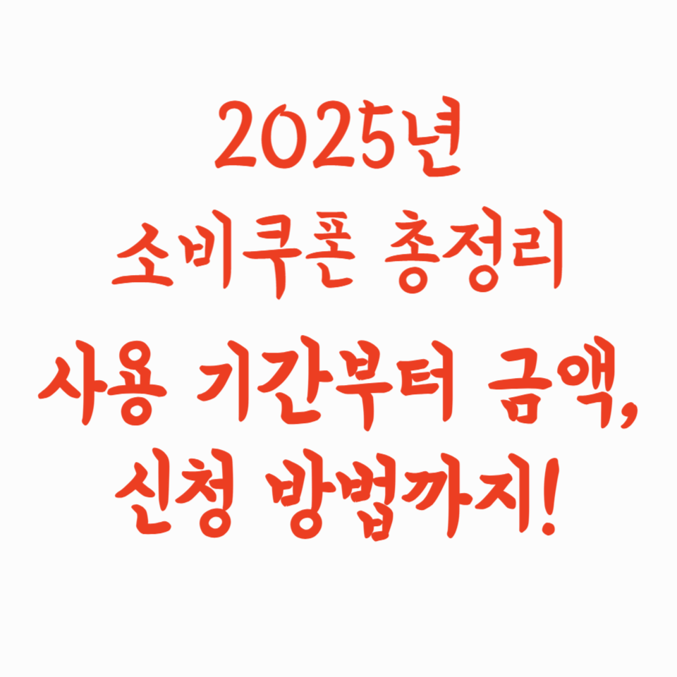 2025년 소비쿠폰 총정리: 사용 기간부터 금액, 신청 방법까지!