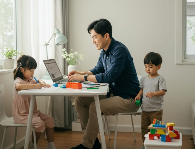 육아휴직 중 육아하는 남성