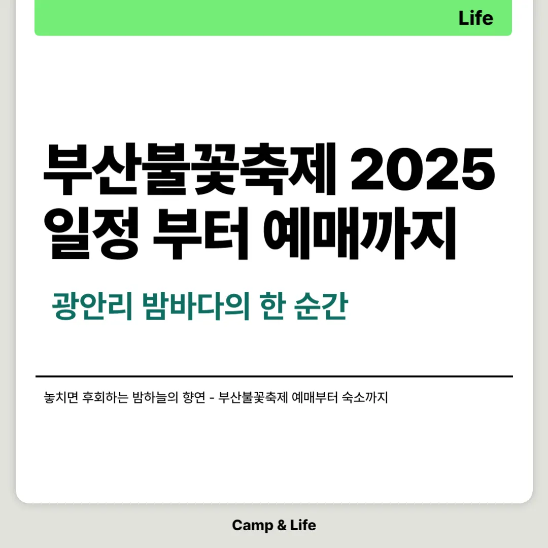 부산불꽃축제 2025 일정 부터 예매까지