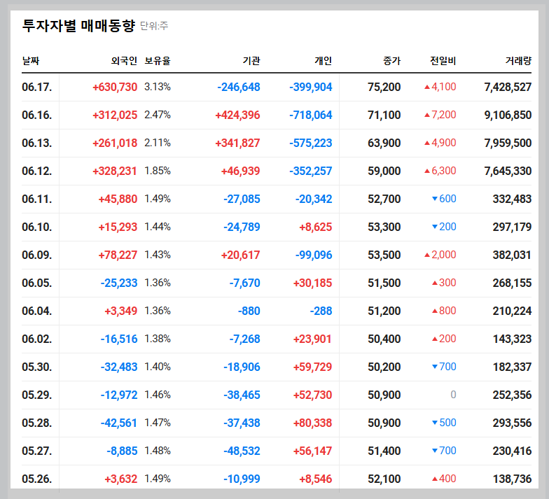 LG씨엔에스 투자자별 매매 동향