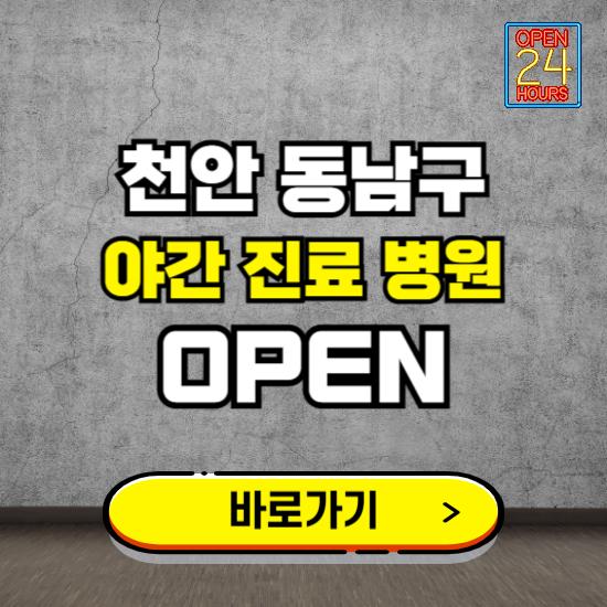 천안시 동남구 야간진료 병원 찾기 ❘ 24시 심야 밤 늦게 여는 병원