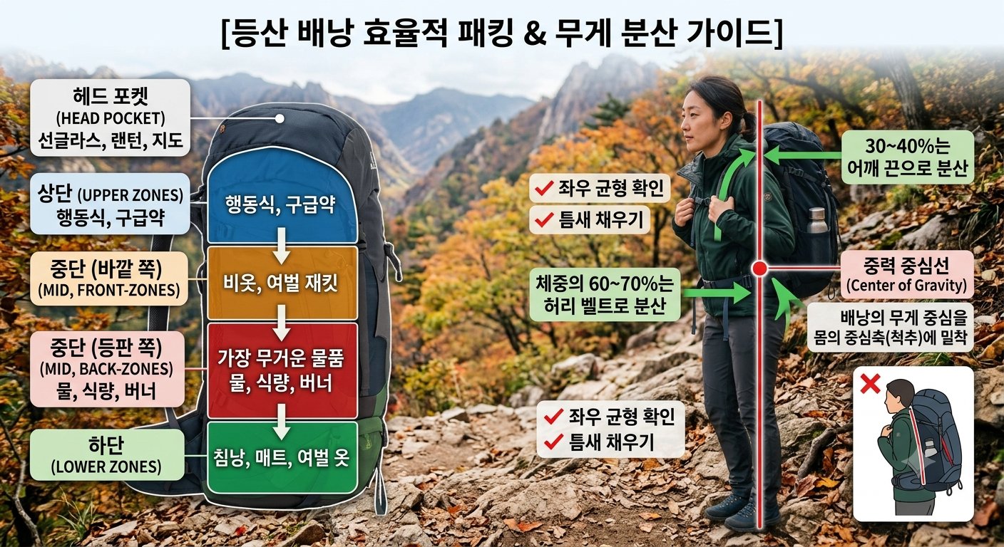 등산 배낭 효율적으로 싸는 방법과 무게 분산의 과학