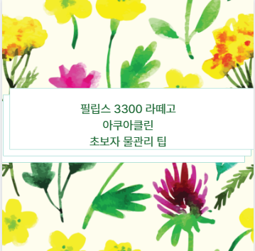 필립스 3300 라떼고 아쿠아클린 초보자 물관리 팁