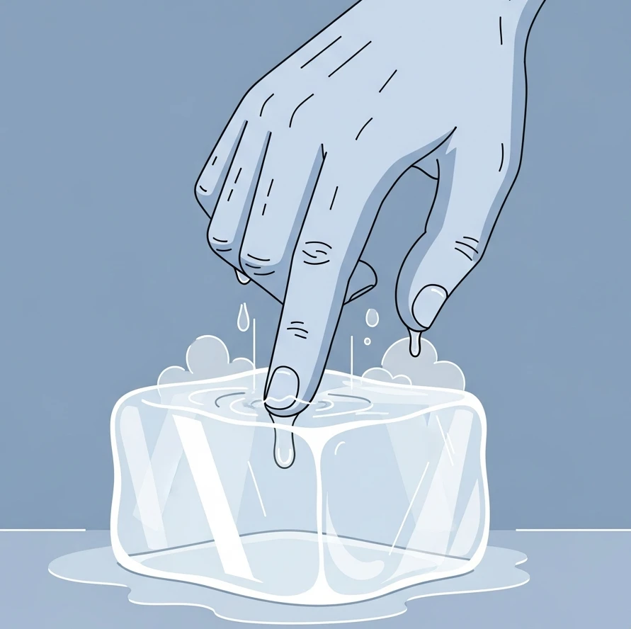 손에 달라붙은 얼음