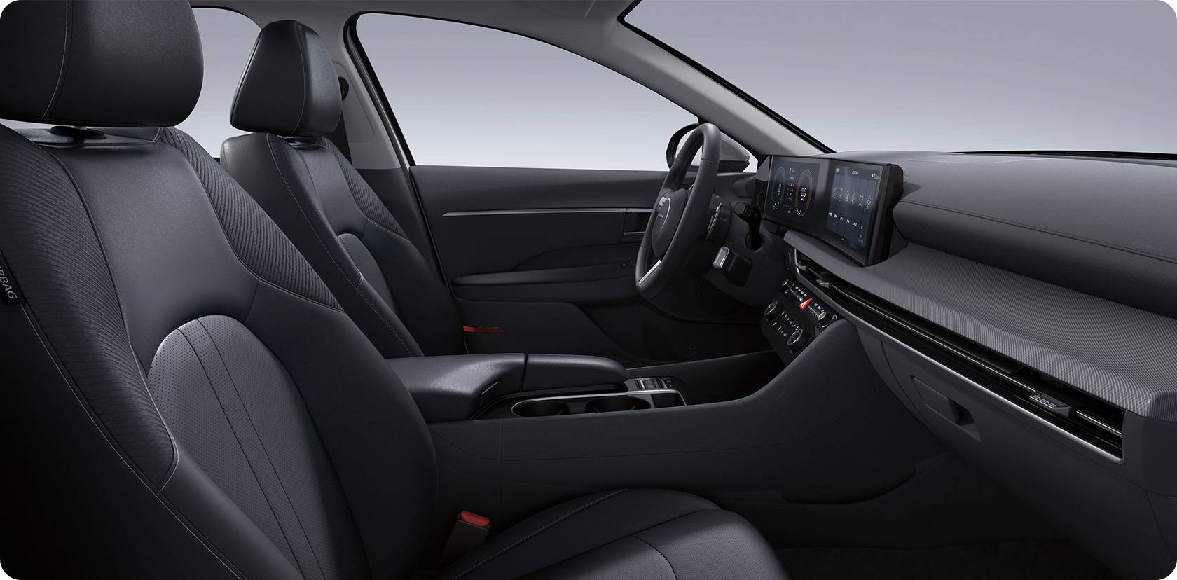 쏘나타 하이브리드 블랙 인조가죽 시트