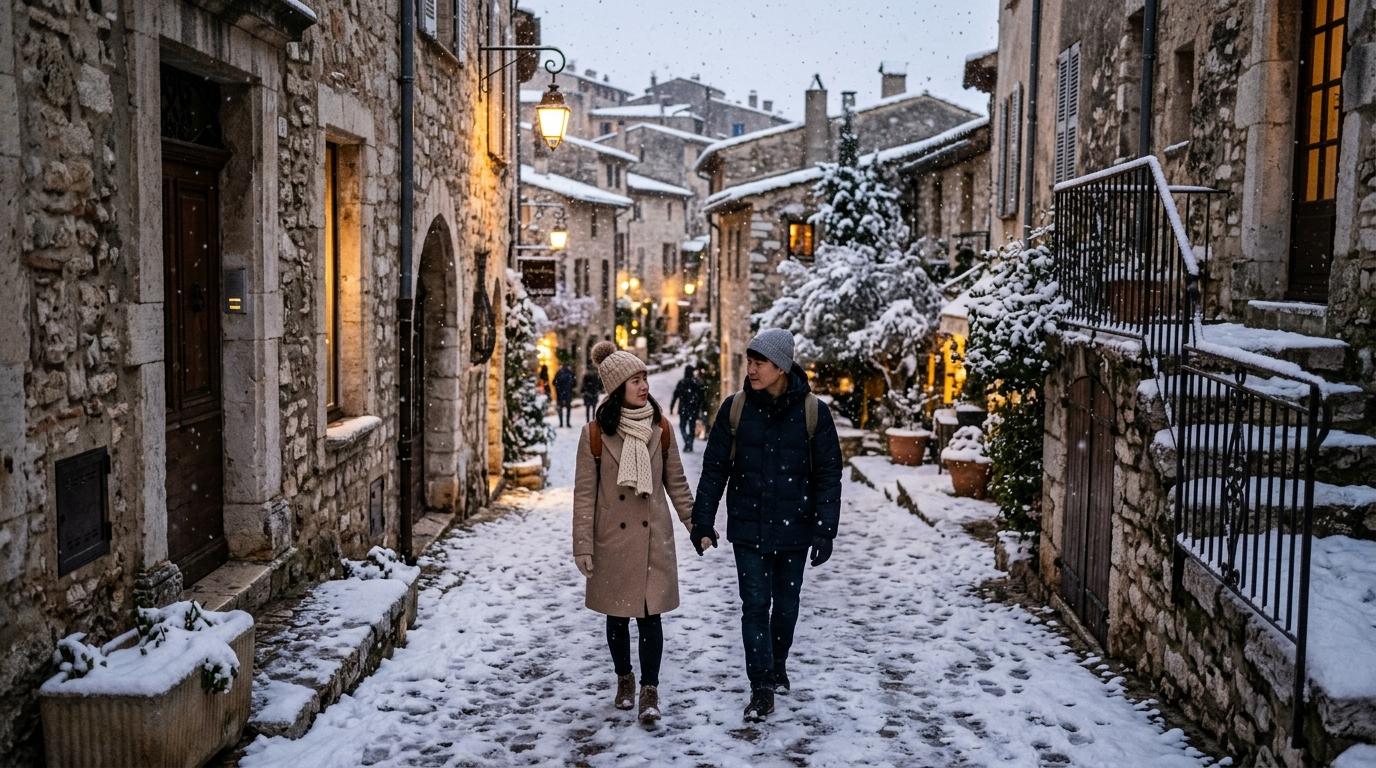 샤갈의 마을에 내리는 눈