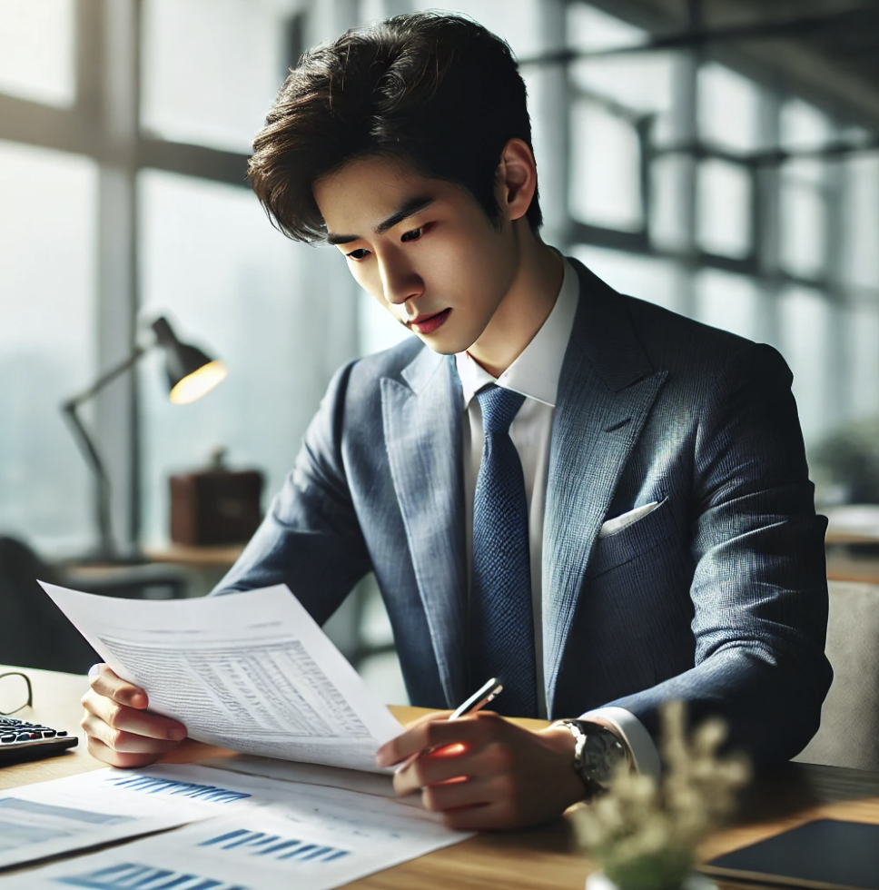 금융 문서를 검토하는 감사인