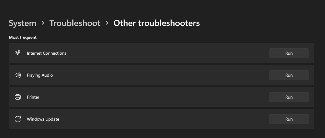 윈도우즈11의 트러블슈팅 메뉴