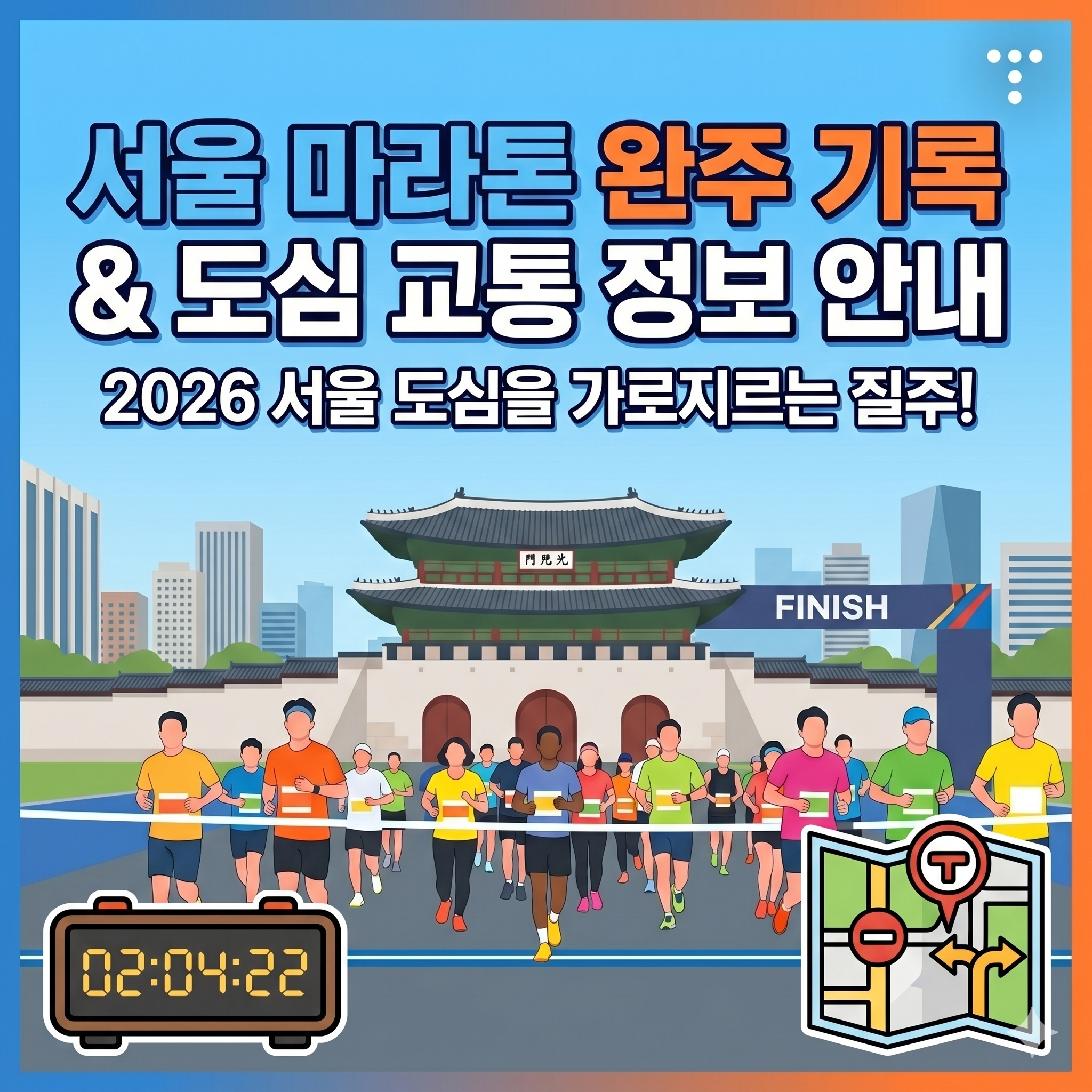 서울 마라톤 완주 기록과 도심 코스 교통 정보 안내