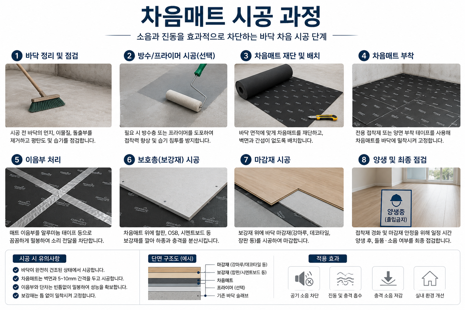 차음매트 시공 과정