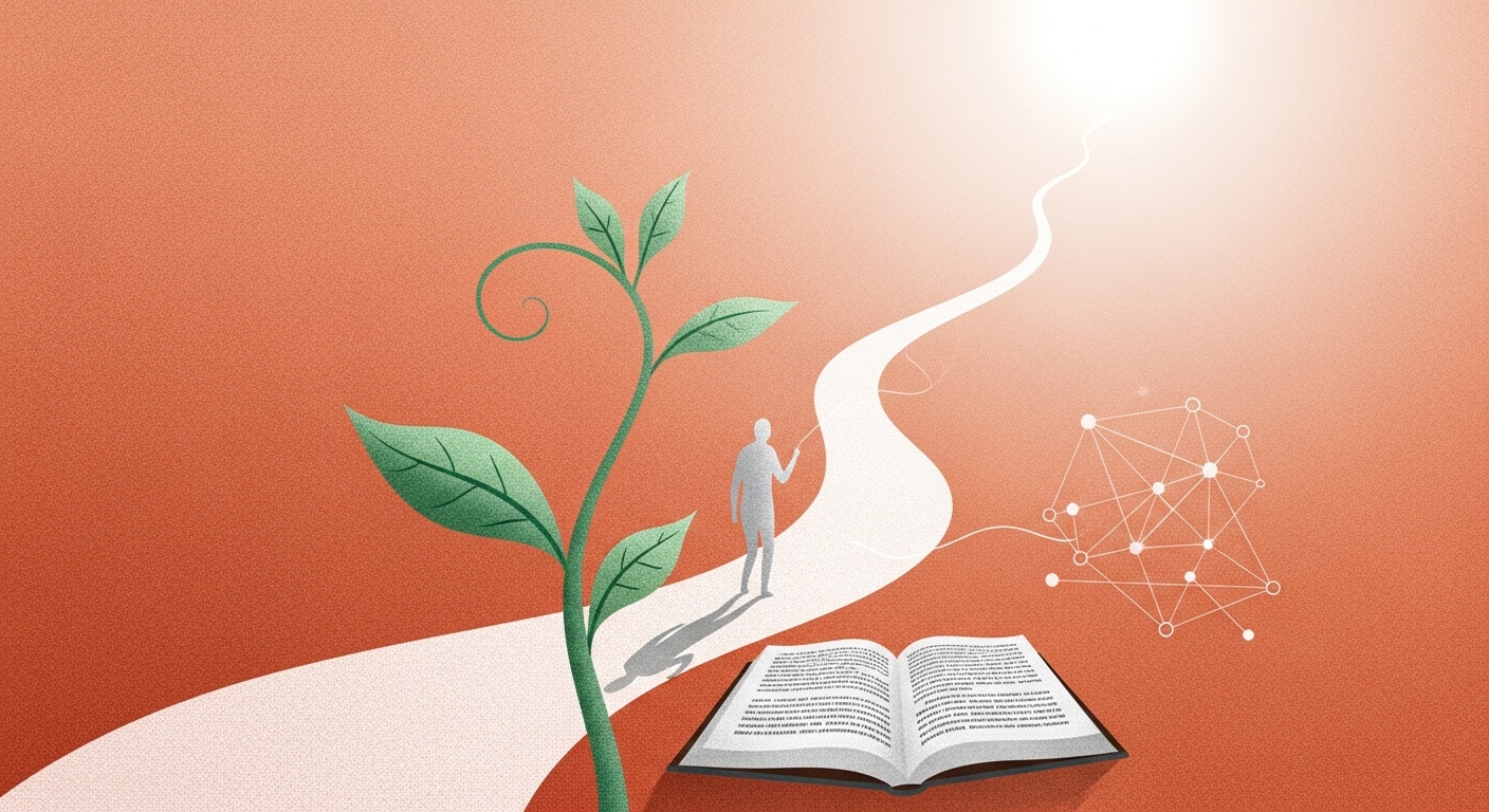 자기계발과 새로운 기회를 향해 나아가는 모습, 성장과 희망을 상징하는 이미지.