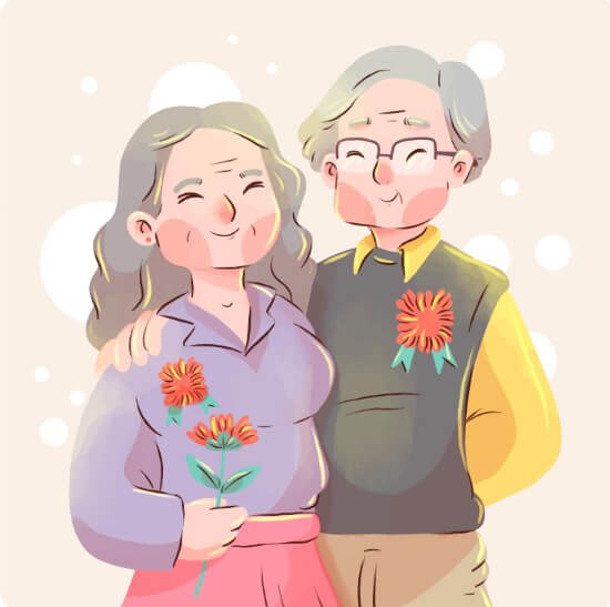 카네이션을 단 부모님