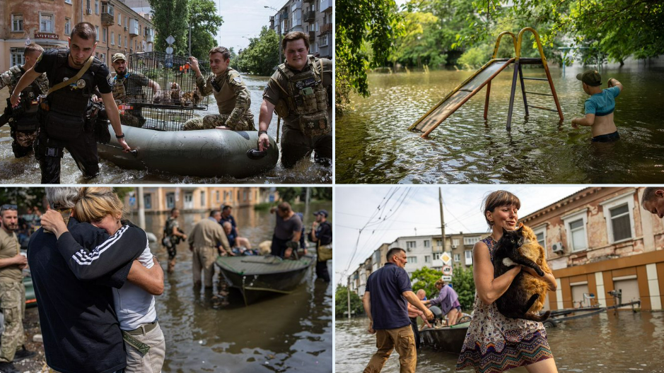 우크라댐-붕괴로-피난-중인-마을-주민