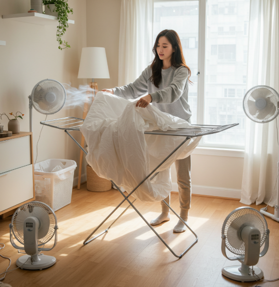 두툼한 이불 빠르게 건조하는 비법