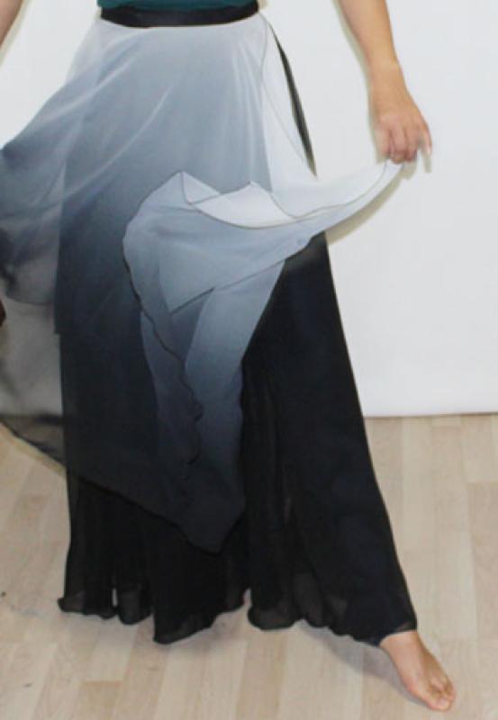 한국무용치마 라이크랩 언발란스 그라데이션 풀치마