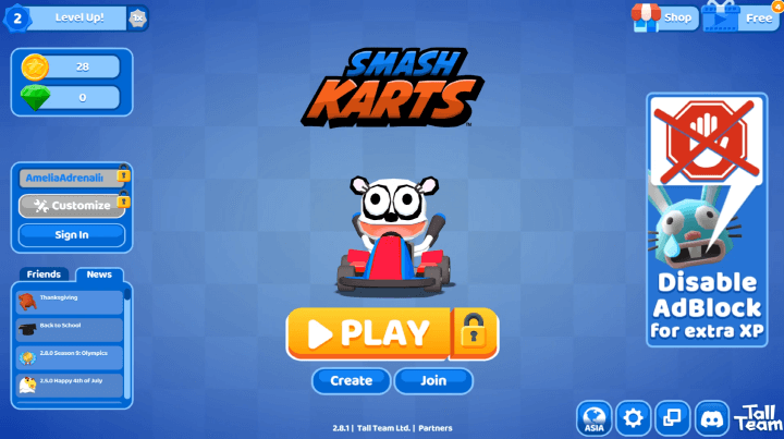 스매시카트-PC게임-메인-화면