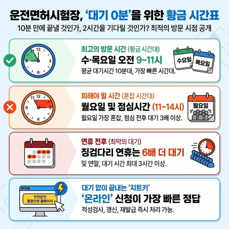 운전면허시험장 대기시간이 짧은 황금 시간대를 정리