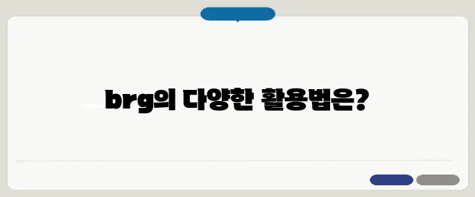 brg 뜻과 산업·기술 분야 활용