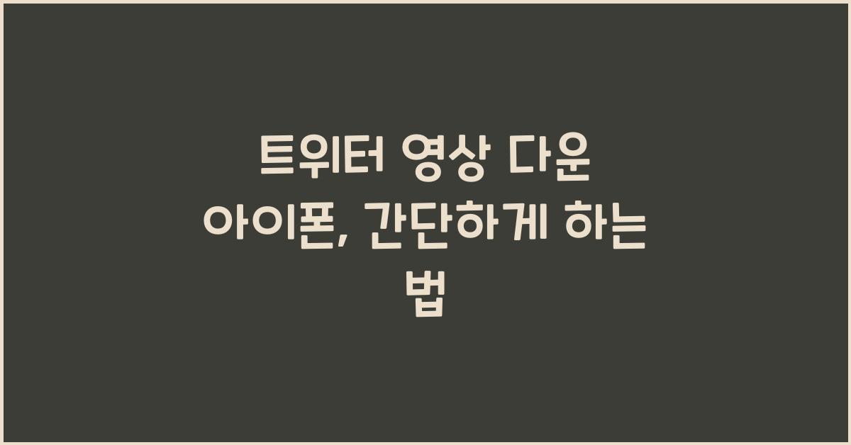 트위터 영상 다운 아이폰