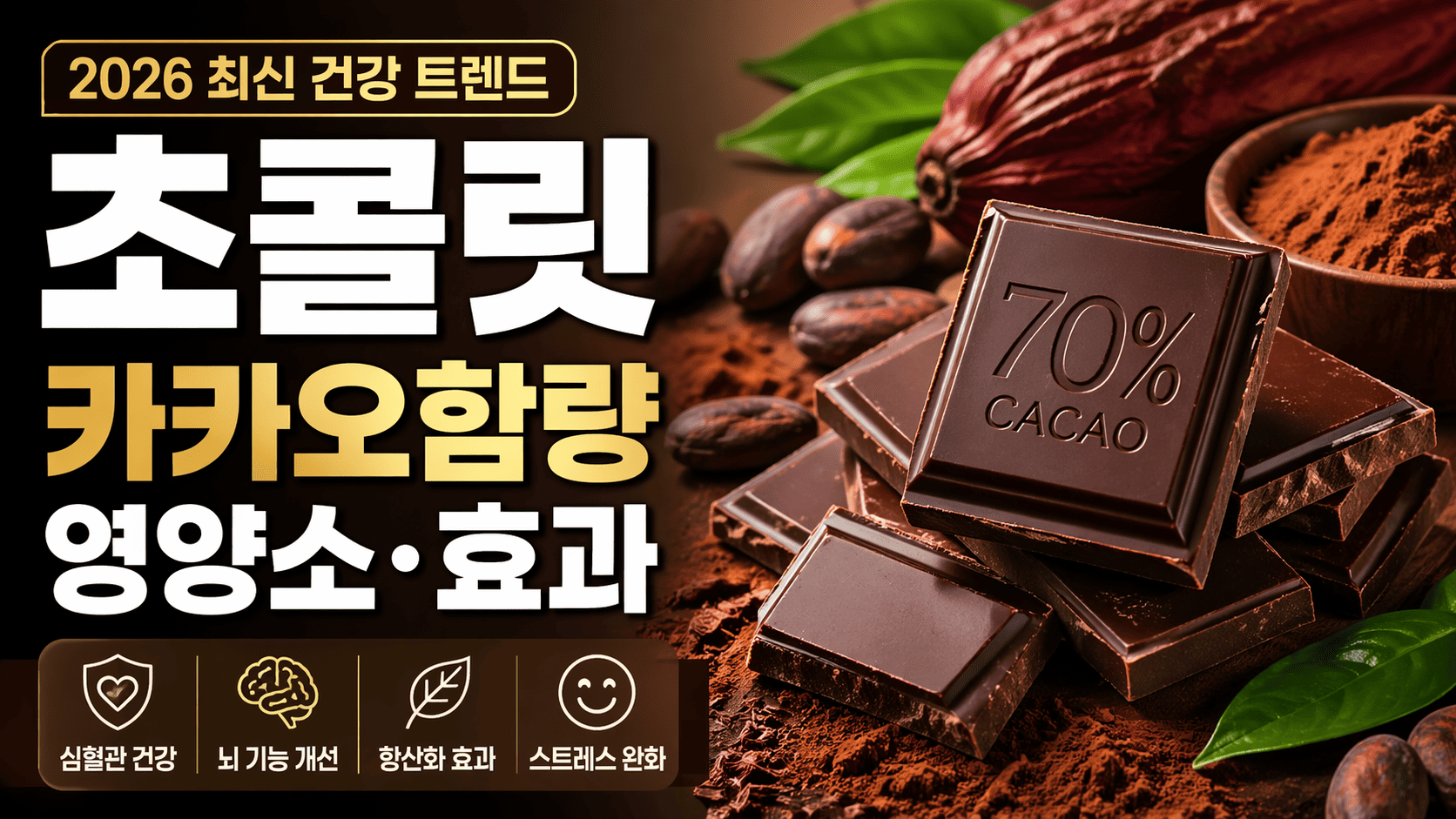 2026 초콜릿 (카카오함량, 영양소, 효과)