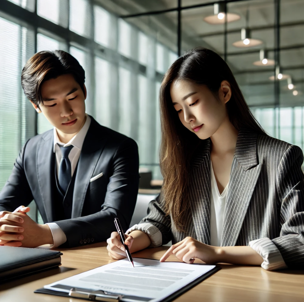 근로계약 수정에 대해 논의하는 모습