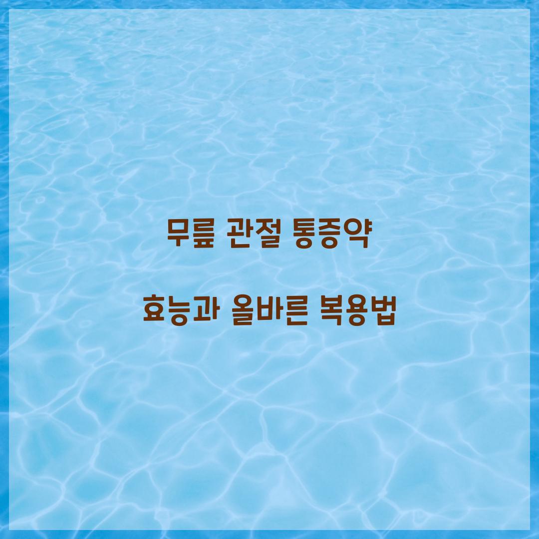 무릎 관절 통증약