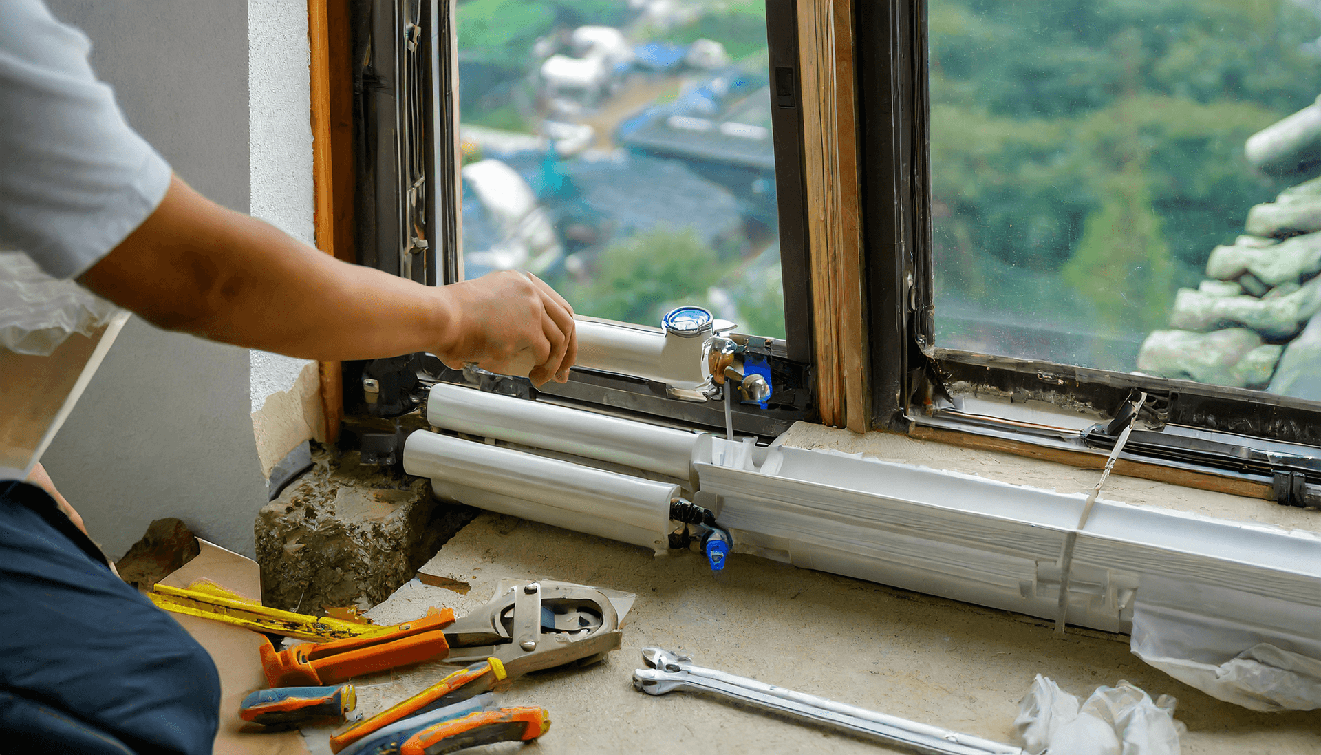 주거급여 신청 자격 창문 공사 하는 인부