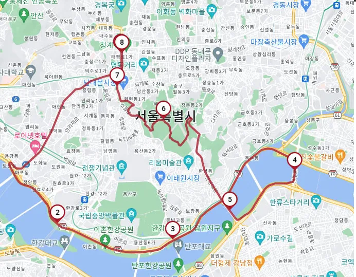 서울시티버스-야경코스-운행도